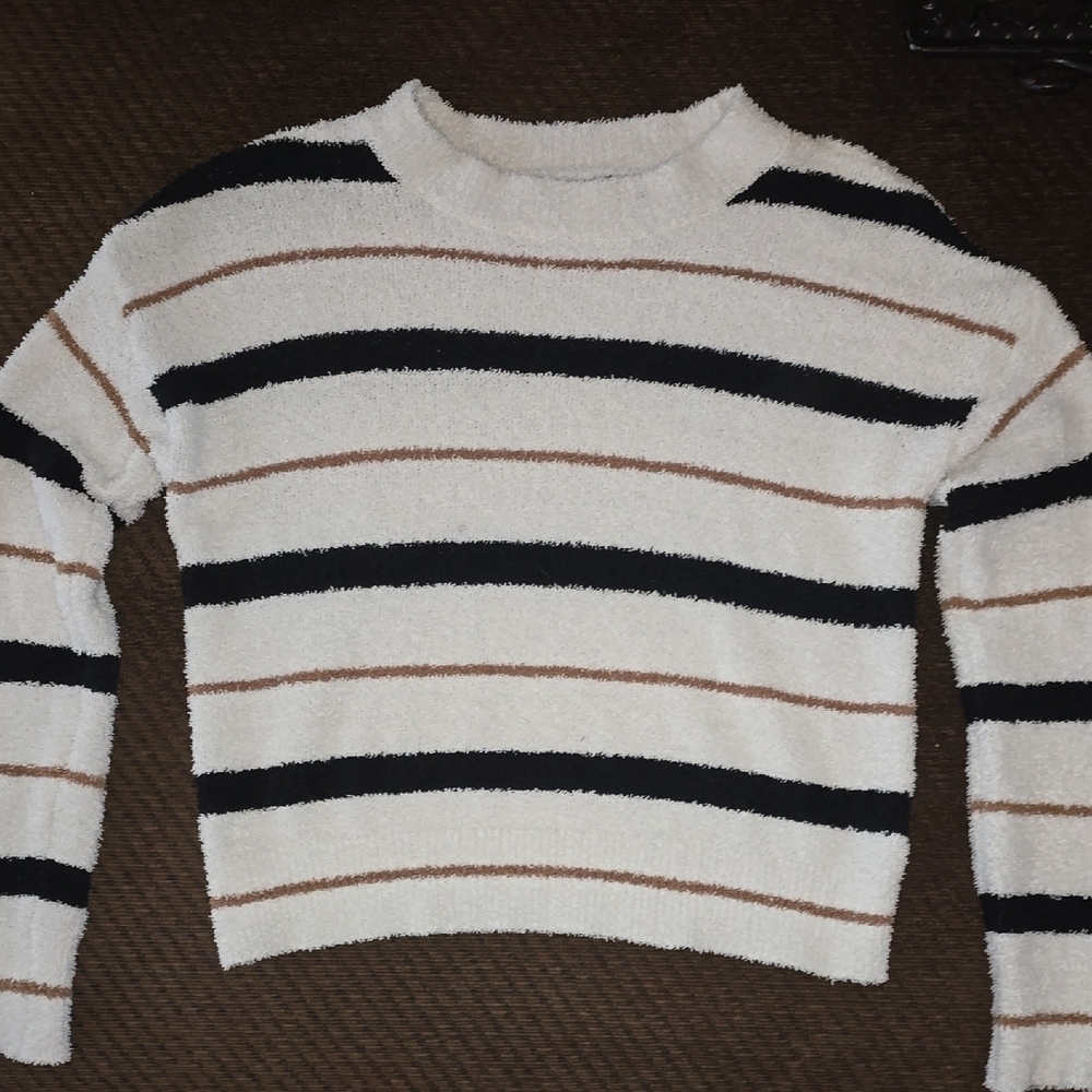 Altar'd State Black and Brown Crew Neck Sweater